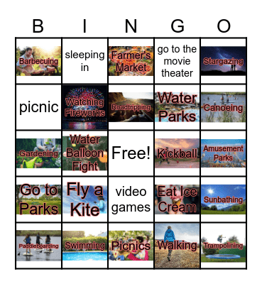 Summer Activities Bingo Card