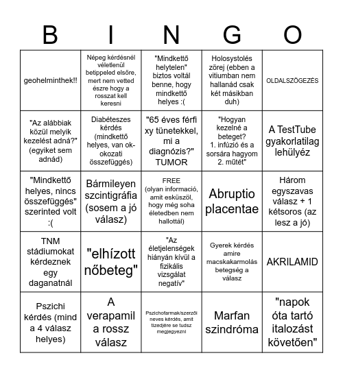 Államvizsga kérdések Bingo Card