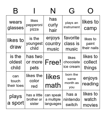 Find someone who... Bingo Card