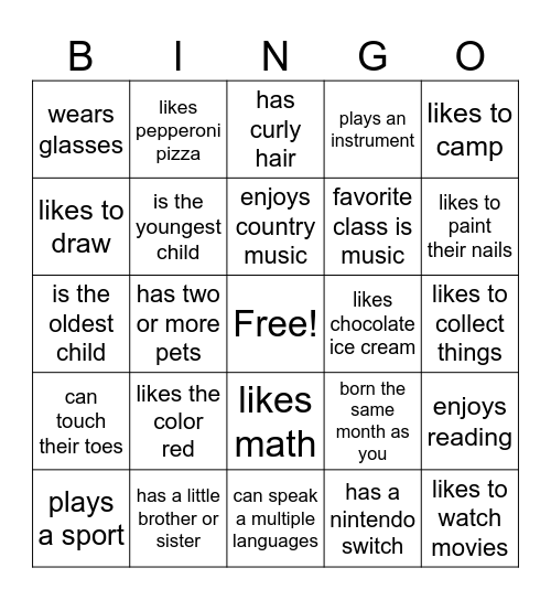 Find someone who... Bingo Card