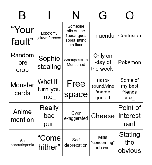 Friend group chaos Bingo Card