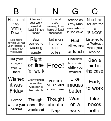 Cave Bingo Card