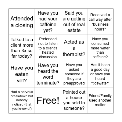 So far this week.... Bingo Card