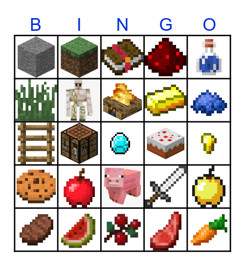 MINECRAFT Bingo Card