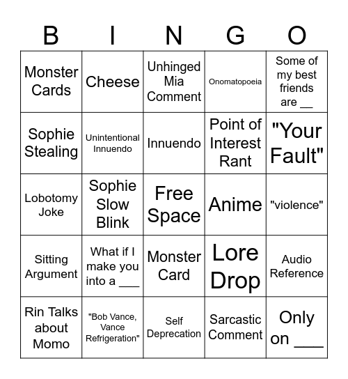 Friend Bingo Card
