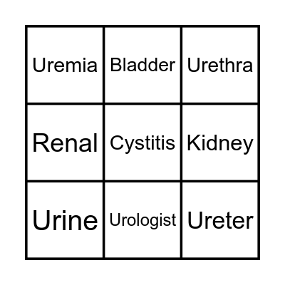 Urinary System Bingo Card