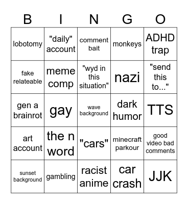 insta reels Bingo Card
