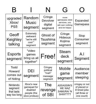 Summerfest/E3 2024 Bingo Card