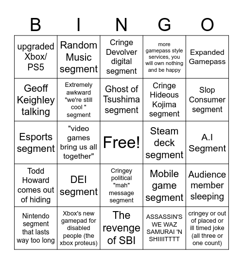 Summerfest/E3 2024 Bingo Card