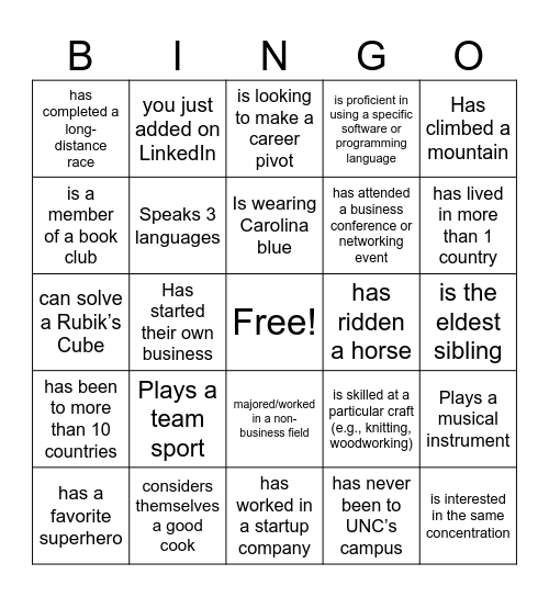 Find Someone Who... Bingo Card