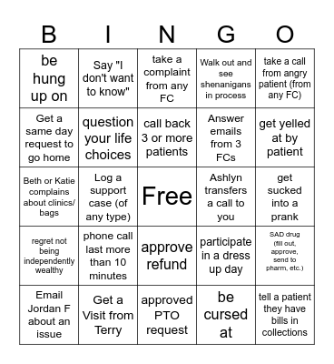 PFS fun Bingo Card