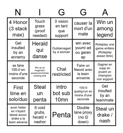 Bingo du racisme Bingo Card