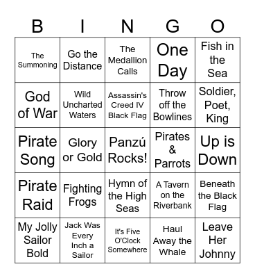 Pirate Songs Music Bingo Card