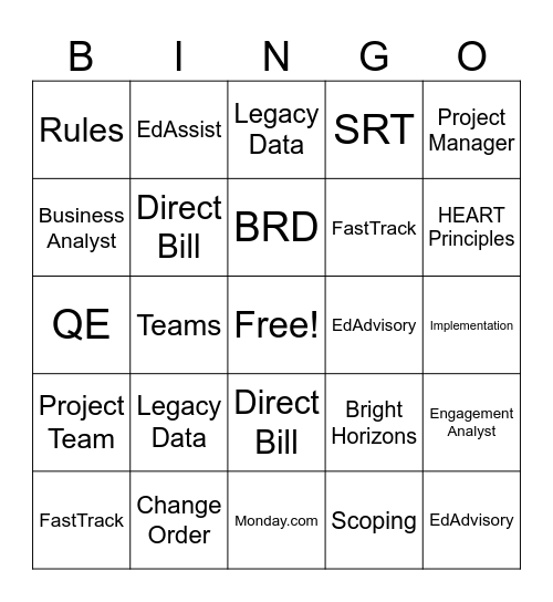 Professional Services Bingo Card