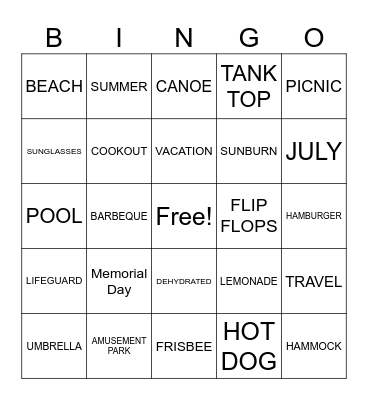 DPCS SUMMER BINGO Card