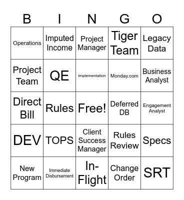 Professional Services Bingo Card
