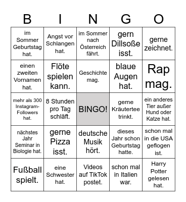 Finde jemanden, der... Bingo Card