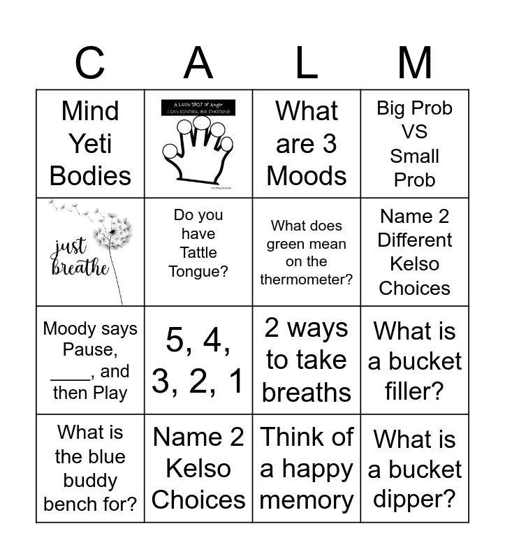 SEL Bingo Card