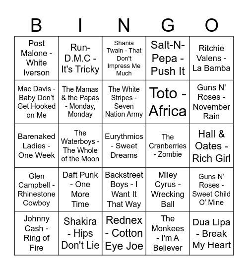 Music Bingo Card