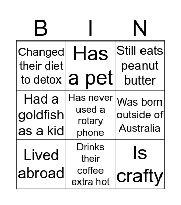 GRS Let's get to know each other! Bingo Card