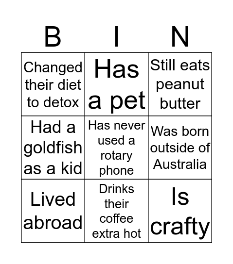 GRS Let's get to know each other! Bingo Card