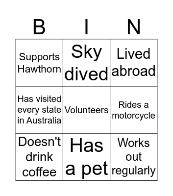 GRS Let's get to know each other! Bingo Card