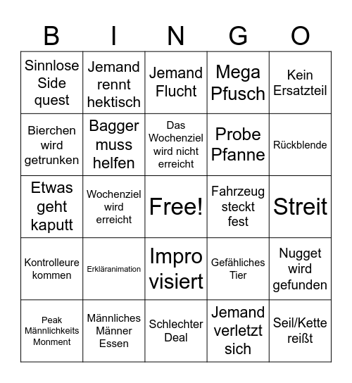 Goldrausch Bingo Card