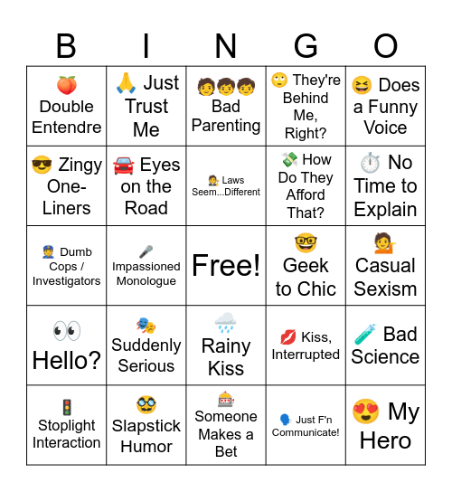 Ferris Bueller's Day Off Bingo Card