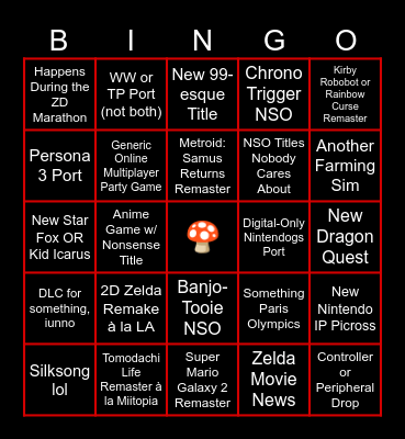 June Nintendo Direct Bingo Card