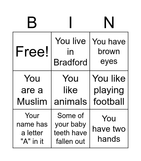 As Samad Bingo Card