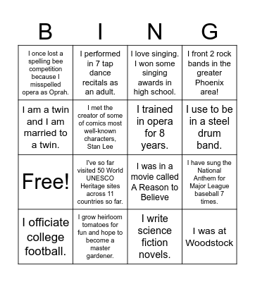 MCBA Summer Social Bingo Card