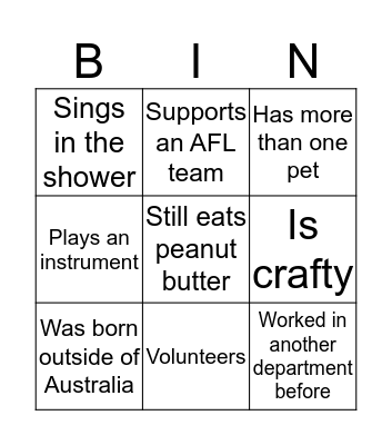 GRS Let's get to know each other! Bingo Card