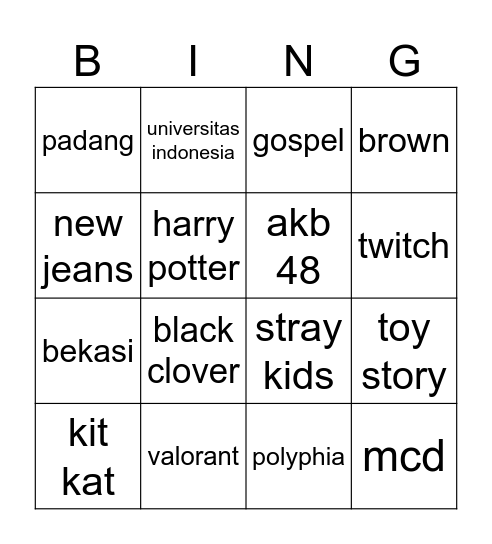 Bingo Card