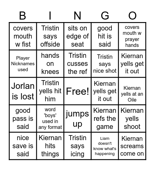 Dramatic Oilers Bingo Card