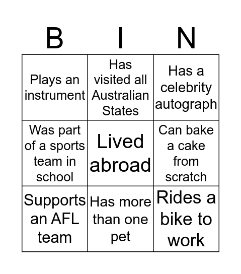 GRS Let's get to know each other! Bingo Card