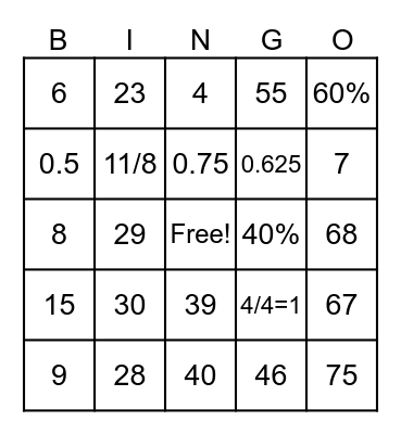 Number Bingo 1-75 Bingo Card