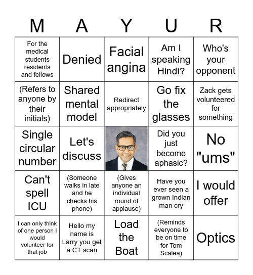 Narayan Bingo Card
