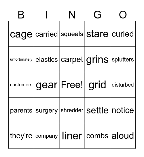 Jordie Bingo Card