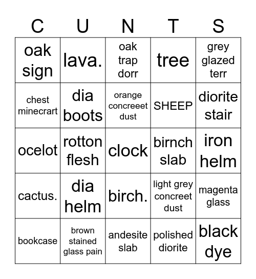 idk Bingo Card