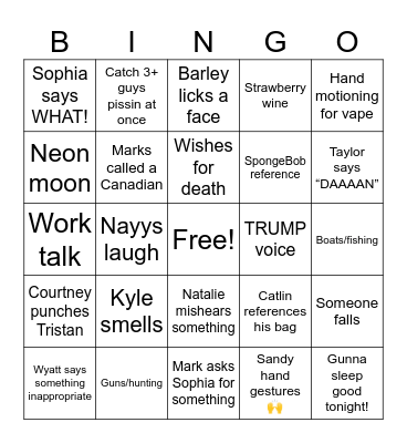 Friends Bingo Card