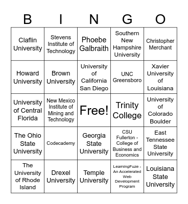 EDU Support School+RM Bingo Card
