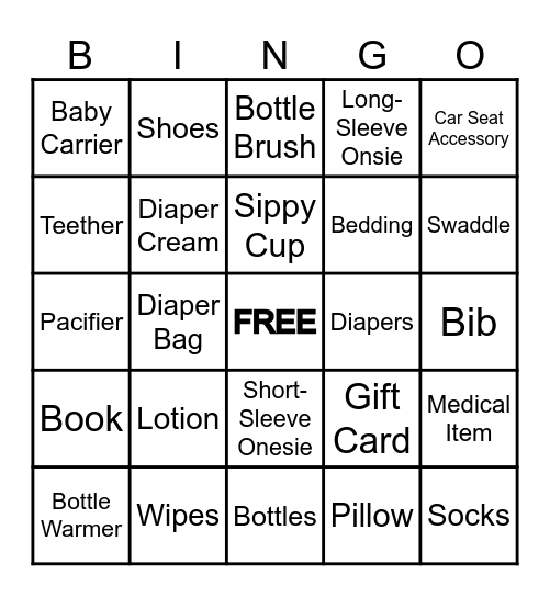 Baby Bingo Card