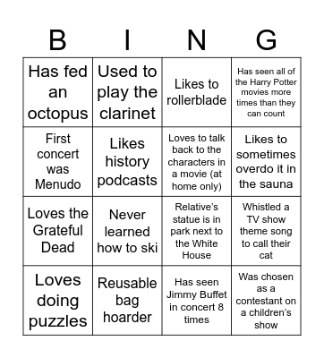 Who Am I Bingo! Bingo Card