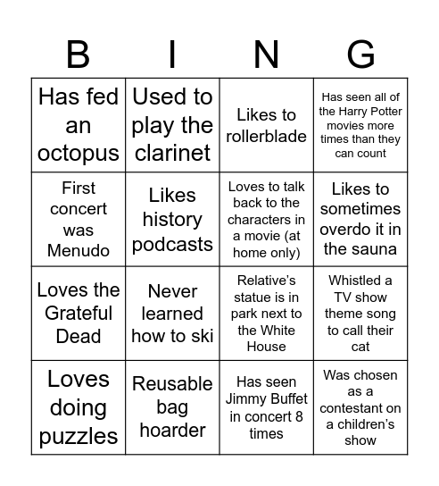 Who Am I Bingo! Bingo Card