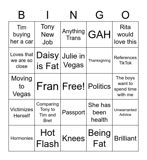 JUNT Bingo Card