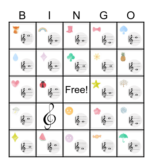 Treble Clef Bingo Card