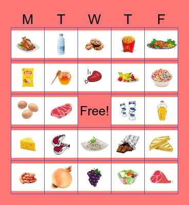 Food Bingo Card