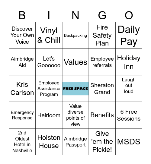 Orientation Bingo!!! Bingo Card
