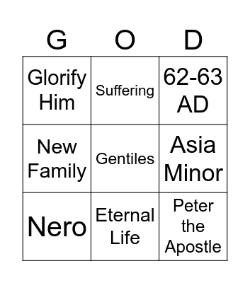 1 Peter: Bingo Card