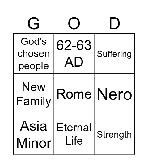 1 Peter Bingo Card